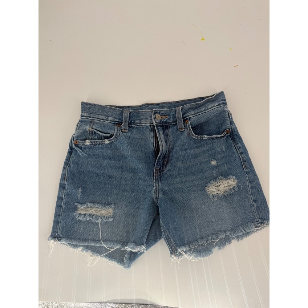 Old Navy Slouchy Straight Shorts Womens 0 Blue Excellent Distressed Denim